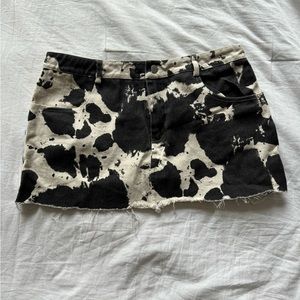 Fashion Nova Cow Print Denim Mini Skirt